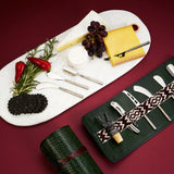 Herringbone Cheese & Wine Roll: Set of Knives, Bottle Stopper, Corkscrew