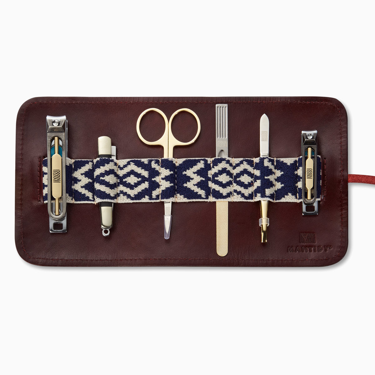 Herringbone Grooming Roll Bordeaux Red Men S Manicure Set 3