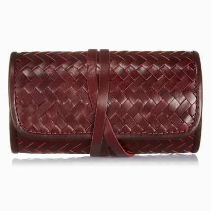 Herringbone Grooming Roll Bordeaux Red Men S Manicure Set 5