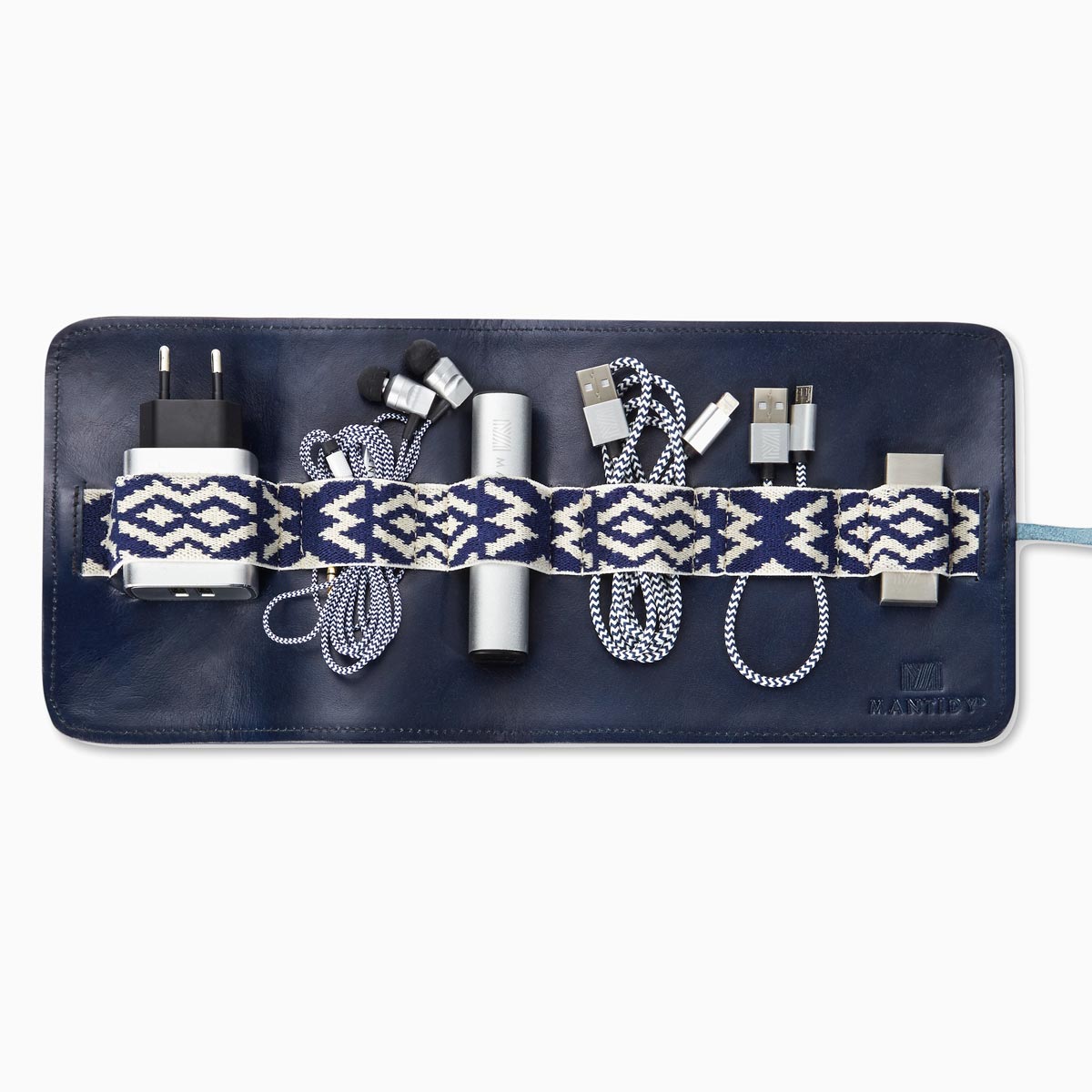 Herringbone Techroll Navy Blue Mobile Phone Accessories Kit Power Bank 2
