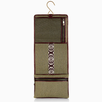 Herringbone Wash Roll Bordeaux Red Mens Toiletry Hanging Travel Bag 7