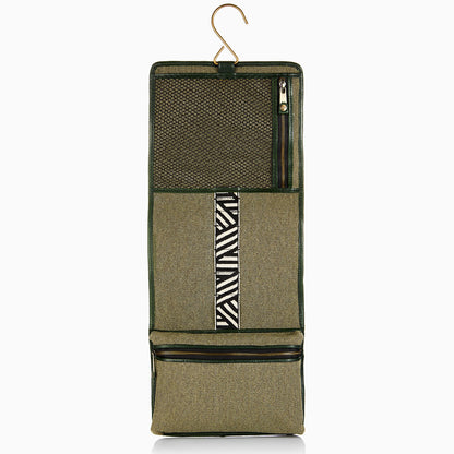 Herringbone Wash Roll Racing Green Mens Toiletry Hanging Travel Bag 7