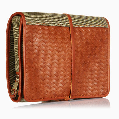 Herringbone Wash Roll Tan Mens Toiletry Hanging Travel Bag 2