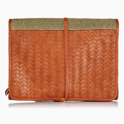 Herringbone Wash Roll Tan Mens Toiletry Hanging Travel Bag 6