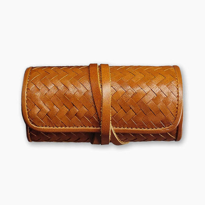 Herringbone Grooming Roll Tan Mens Manicure Set 3