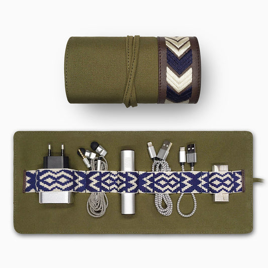 Gaucho Canvas Techroll Khaki Mobile Phone Accessories Kit Power Bank 1