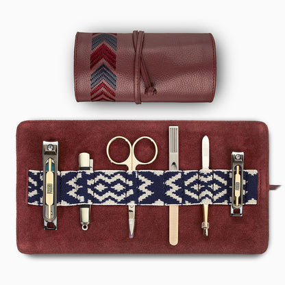 Gaucho Grooming Roll Bordeaux Red Men S Manicure Set 3