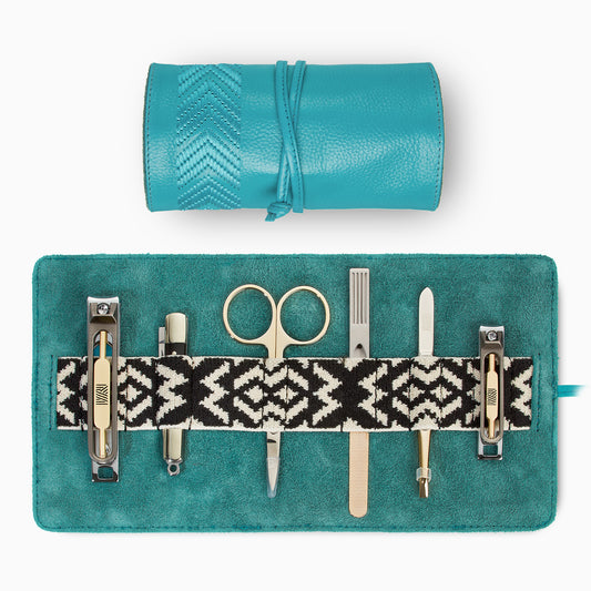Gaucho Grooming Roll Manicure Set Teal Blue 1