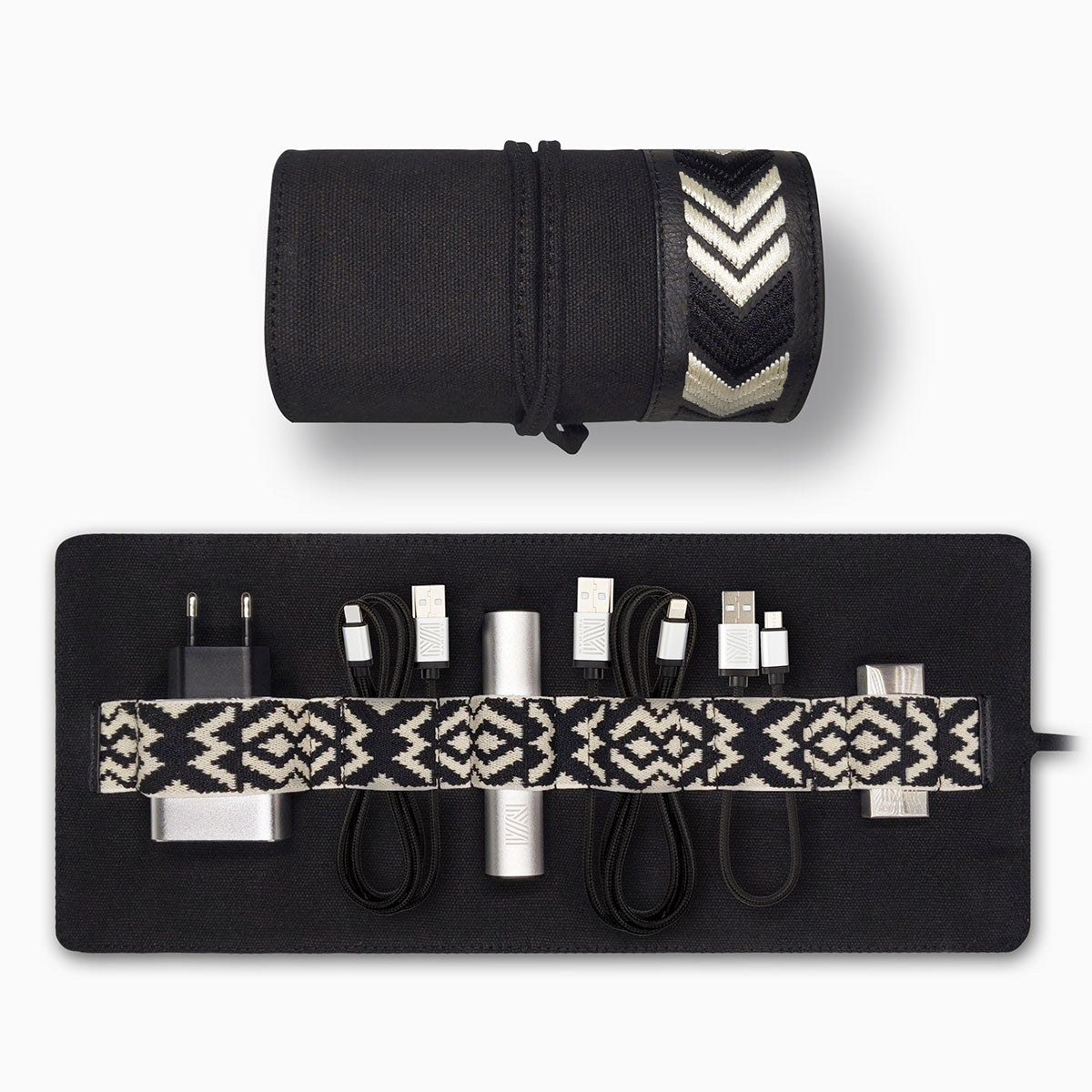 Gaucho Canvas Techroll Black Mobile Phone Accessories Kit Power Bank 1