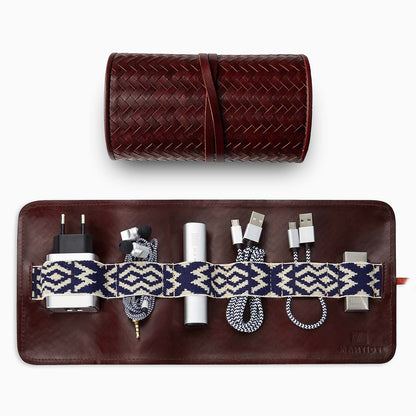 Herringbone Techroll Bordeaux Red Mobile Phone Accessories Kit Power Bank 2