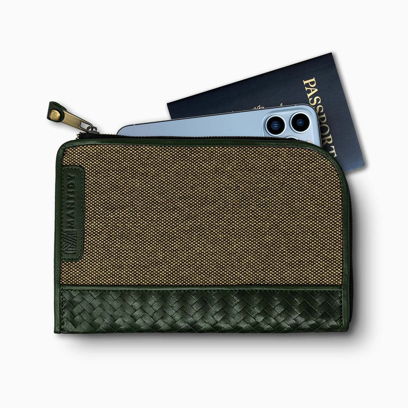 Herringbone Travel Wallet, Racing Green