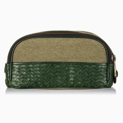 Herringbone Duo Zip Wash Bag Racing Green Mens Toiletry Travel Bag 3