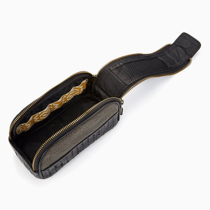 Herringbone Duo Zip Wash Bag Black Mens Toiletry Travel Bag 2