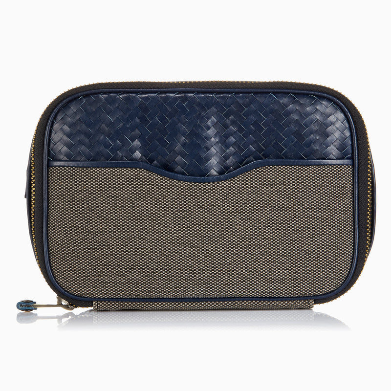 Herringbone Zip Around Toiletry Wash Bag, Navy Blue – MANTIDY