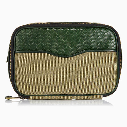 Herringbone Zip Around Toiletry Wash Bag, Racing Green